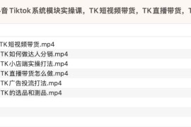 海外抖音Tiktok系统模块实操课，TK短视频带货，TK直播带货，TK小店端实操等