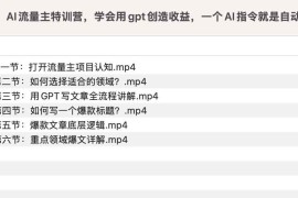 AI流量主特训营，学会用gpt创造收益，一个AI指令就是自动赚钱机器
